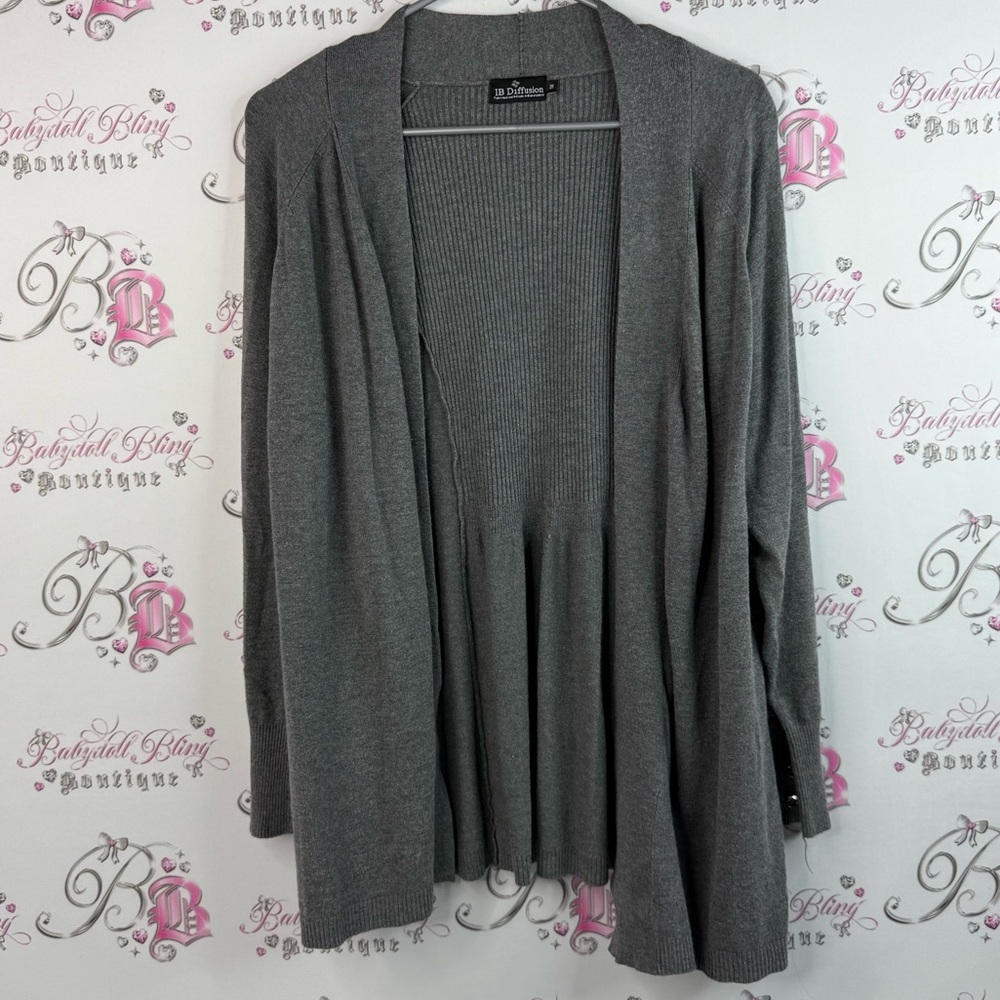 Ib diffusion cardigan long style silver buttons Elegant Gray Women's Cardigan